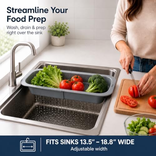 Expandable Over-Sink Strainer, Gray