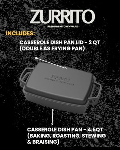 Cast Iron Dutch Oven Pan with Lid, 9x13 Baking Dish