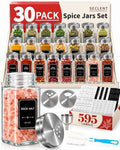 30 Pack 4oz Spice Bottles, Glass Spice Jars with Shaker Lids, Spice