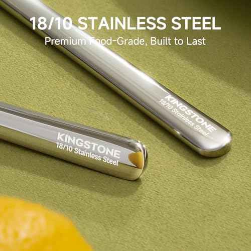 KINGSTONE 65 Piece Silverware Set with Serving utensils, Flatware Set