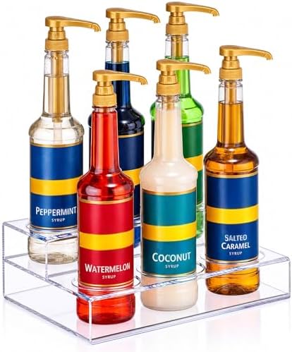 Acrylic Coffee Syrup Organizer Rack | 6 Bottle, 2 Tier Rack | Bar