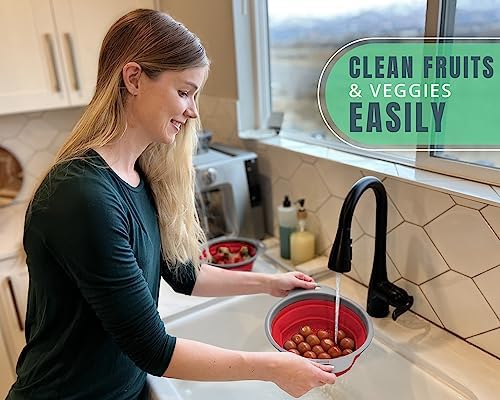 Comfify Red Collapsible Silicone Strainer Set of 2 – 1.25" Flat