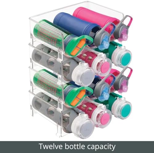 mDesign Plastic Free-Standing Stackable 3 Bottle Storage Holder Rack