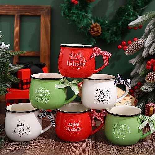 Sawysine 6 Set Christmas Coffee Mugs, Holiday Gift