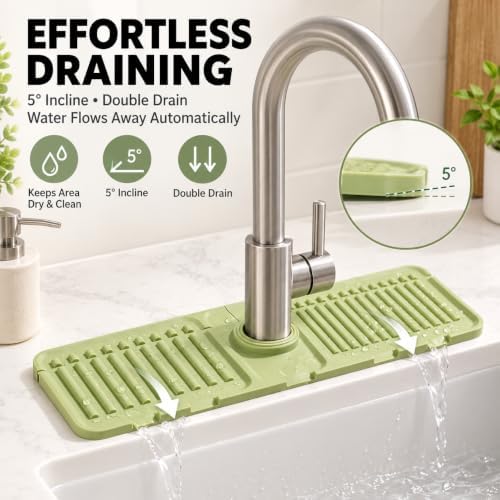 Silicone Faucet Mat for Kitchen Sink, Kitchen Sink Splash Guard (Gray)
