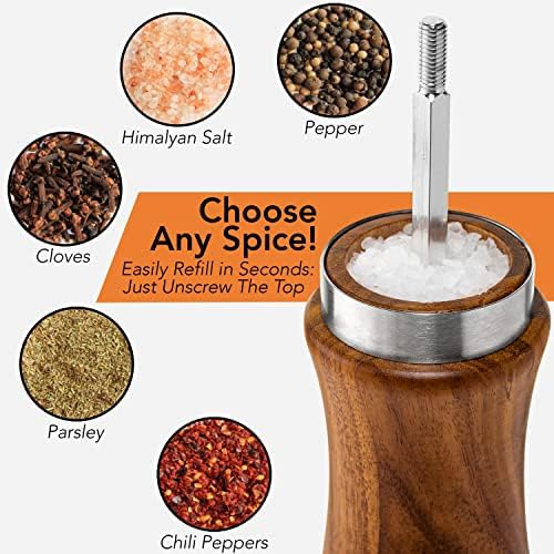 Gennua Salt and Pepper Grinder Set, Acacia, 8 Inches Each