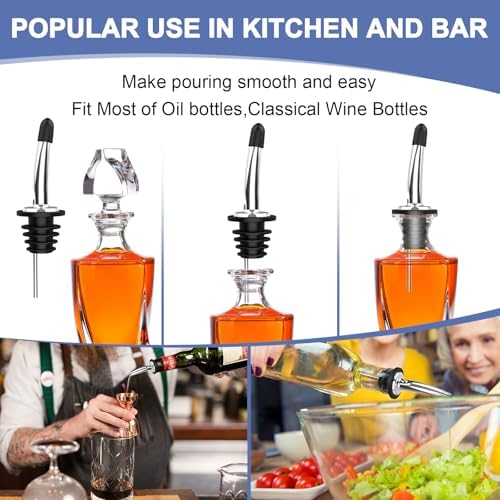 SINLUCESCE 60-Pack Stainless Steel Pour Spouts for Liquor Bottles Oil
