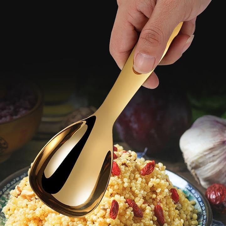 2 x Gold Rice Paddle Spoon Food Serving Spoon Stainless Steel Rice