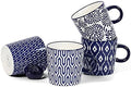 Selamica Ceramic 3.5 Oz Espresso Cups, Set of 4, Vintage Blue