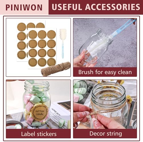PINIWON 16 oz Mason Jars, 15 Pack
