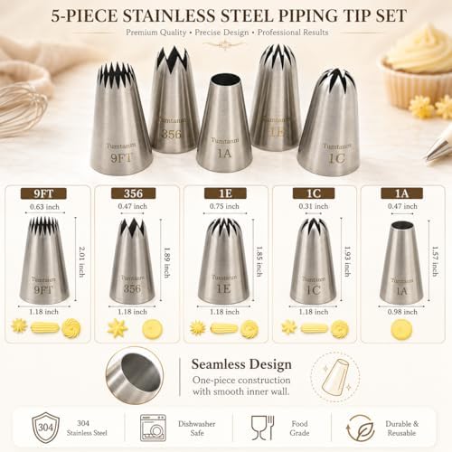 Piping tips large Cake Decorating tools, 5 pack Cake piping Nozzles