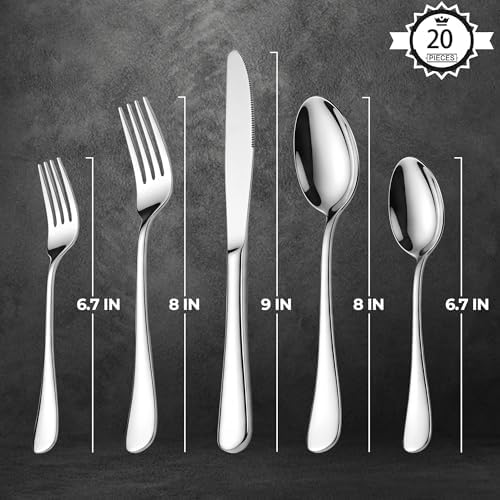LIANYU 20 Piece Silverware Flatware Set, Stainless Steel Cutlery Set