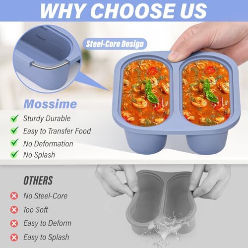 Mossime 1 Cup Silicone Soup Freezer Molds with Lids, Blue/Purple