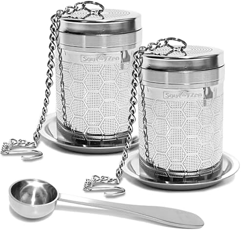 Sou Zen Tea Infuser (2 Pack & Teaspoon Scoop) | Extra Fine Hex Mesh