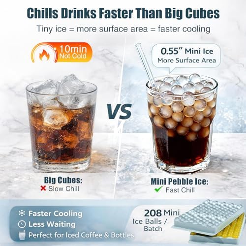 WIBIMEN Mini Ice Cube Trays for Freezer with Lid, 0.55" Pebble Ice
