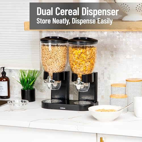 Mind Reader Double Dry Food Dispenser, 2 x 3.5L Countertop Containers for Cereal, Granola, Candy, Rice, and Coffee Beans