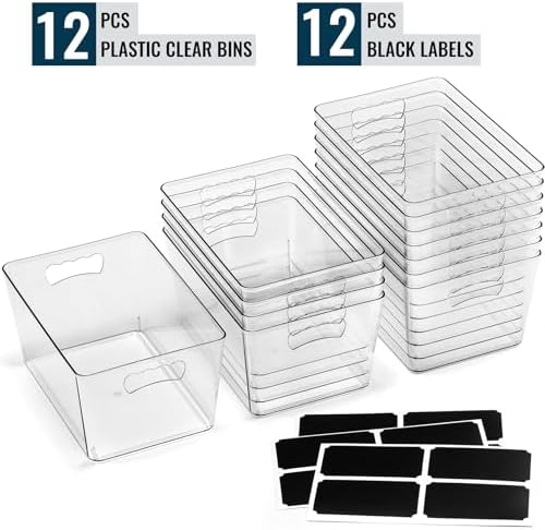 12 Pack Large Sturdy Clear Storage Bins
