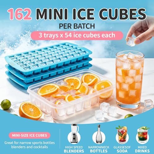 Silicone Mini Ice Molds for Freezer, Nugget Ice Cube Trays with Lid