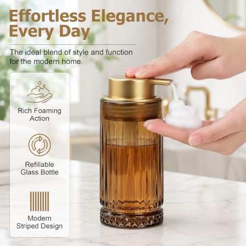 Amber Foaming Glass Soap Dispenser, 2 Pack Glass Foam Hand Soap