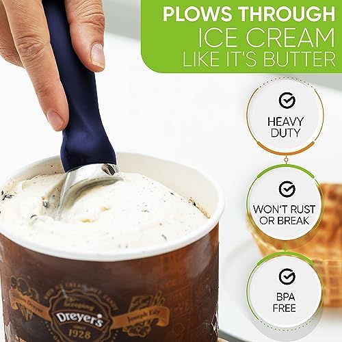 Spring Chef Heavy Duty Metal Ice Cream Scoop w/Soft Grip Handle