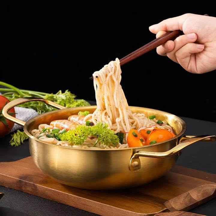 Paella PanGold Cooker Pan Skillet Pan Stainless Steel 9.4 Inches for