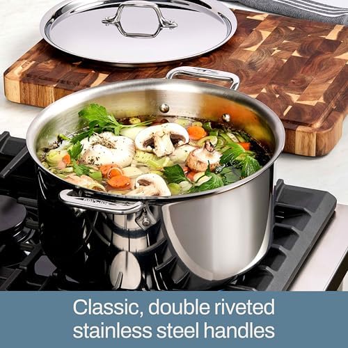 All-Clad D3® Stainless Steel 7 Piece Cookware Set- Made in USA- Includes Frying Pans, Saucepan, Sautépan, Stockpot - Professional Grade -Oven Safe & Induction Compatible