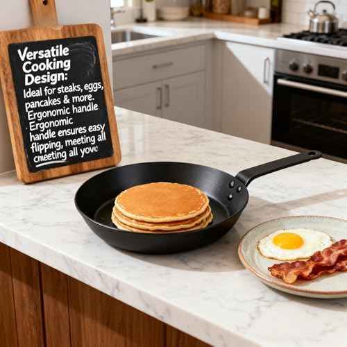 POCREATION Carbon Steel Skillet Pan Set, Nonstick Even Heating Frying