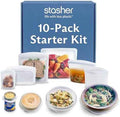 Stasher Reusable Silicone Bags and Stretch Lids, 10-Pack Starter Kit