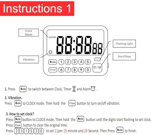 Digital Multifunction Timer with Clock, 10 Preset Alarms, White