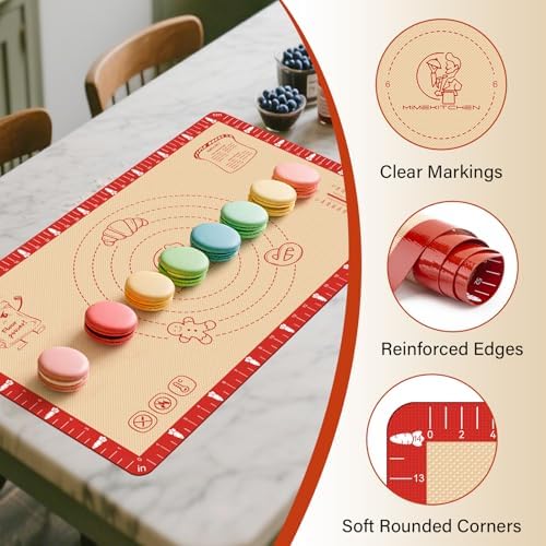 Extra Thick Silicone Baking Mat with Recipes - 26x16 inch Non Stick