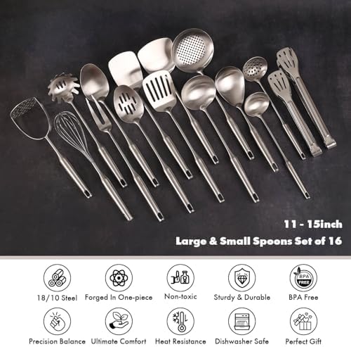 Small and Large Stainless Steel Cooking Spoon Set