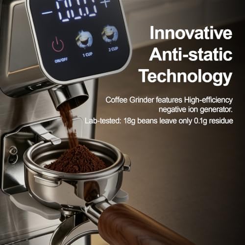 Conical Burr Coffee Grinder, Metallic Silver