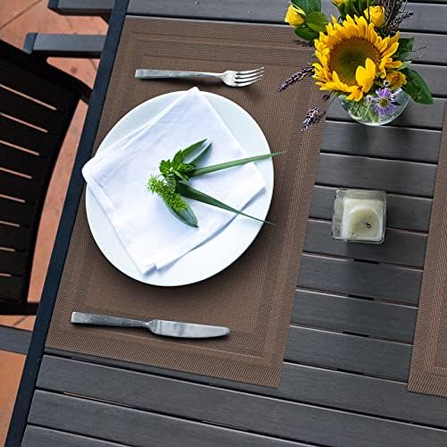 Winknowl Placemats Set of 4,Heat Resistant Woven Vinyl Washable PVC