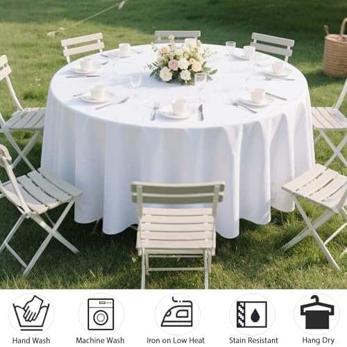 MRJ Round Tablecloth 90 Inch Washable Resistant Wrinkle Polyester