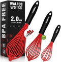 Walfos Whisk,Silicone Whisks- Heat Resistant(480°F) Silicone Whisks