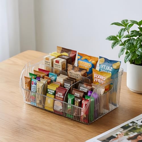 2 Pack Large Snack Chip Bag Organizer for Pantry, 6-Compartment Snack