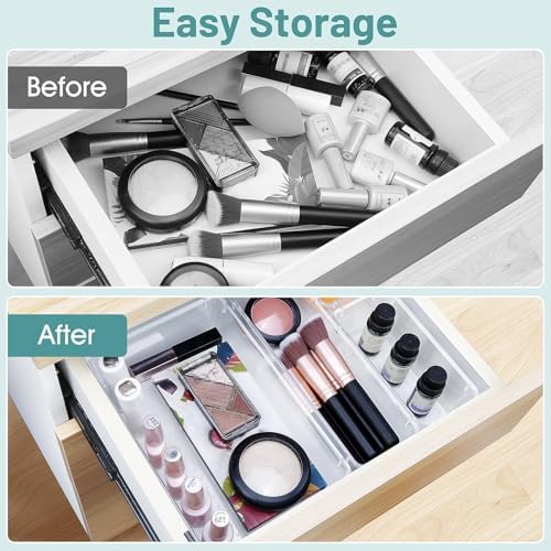 25 PCS Clear Plastic Drawer Organizer, Makeup Organizers and Storage