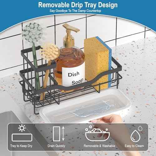 Sponge Holder for Kitchen Caddy Sink Organizer, Multifunctional
