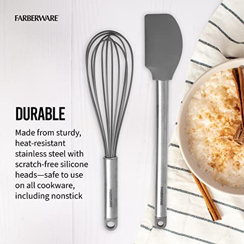 Farberware Pro Whisk and Spatula Set, Stainless Steel Handles with