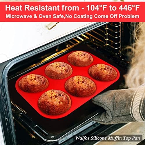 Walfos Silicone Muffin Top Pans for Baking 4inch Jumbo Size, Perfect
