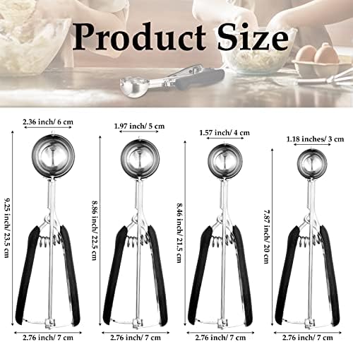 Yinder 4 Pcs Cookie Scoop Set Ice Cream Scooper Cookie Scoops for