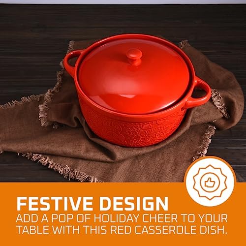 Ceramic Casserole Dish - Baking Dish Bowl Oven Safe With Lid and
