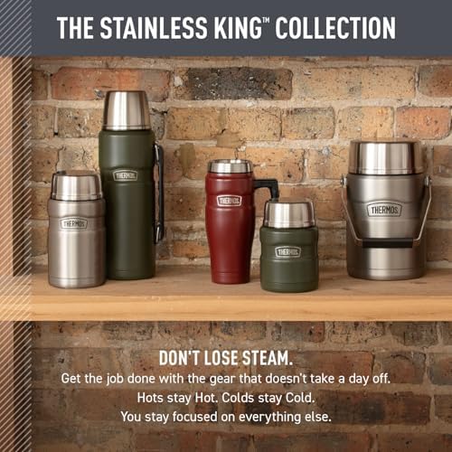THERMOS Stainless King Food Jar with Handle, 47oz, Matte Stainless