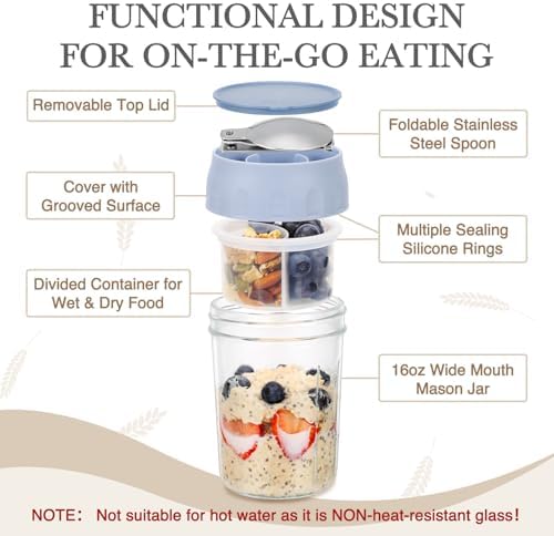 SOLIGT 16oz Overnight Oats Containers with Lids, 4 Pack