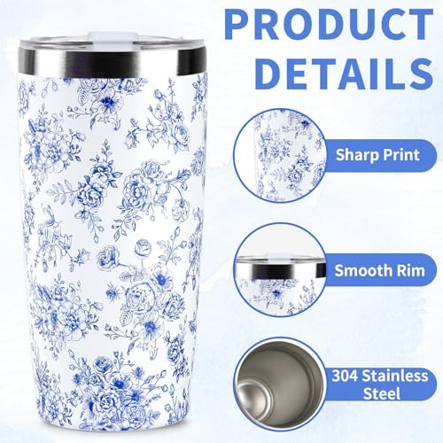 Tumbler, Insulated Coffee Travel Mug with Lid and Straw for Women