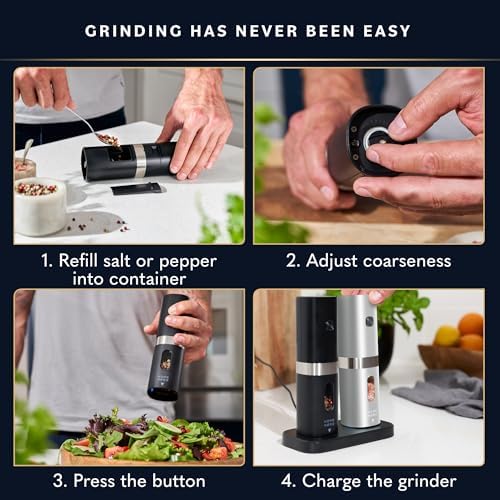 Home Hero Electric Salt and Pepper Grinder Set, 2 Pack