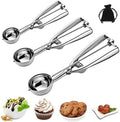 Ice Cream Scoop, 3Pcs Cookie Scoop Set, Stainless Steel Cookie Scoops