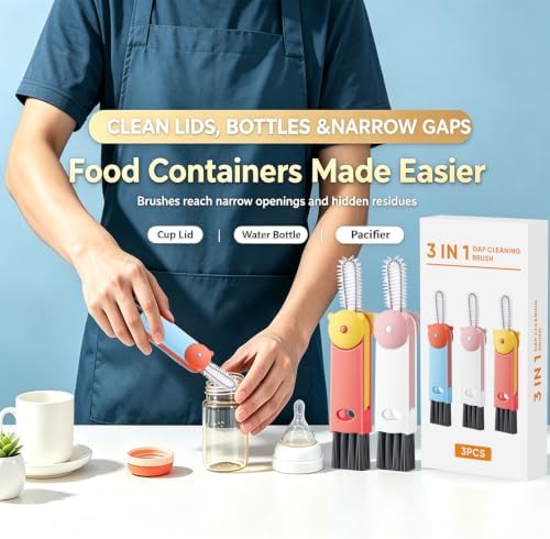 3 in 1 Cup Lid Cleaning Brush - Upgraded Cup Lid Brush Cleaning Set