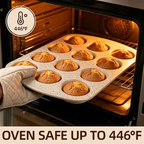 Muffin Top Pan, 12 Cavity Cupcake Pan, 3 Inch Nonstick Bakeware for