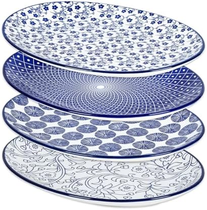 Selamica 14 Inch Oval Large Ceramic Serving Platter Set of 4, Vintage